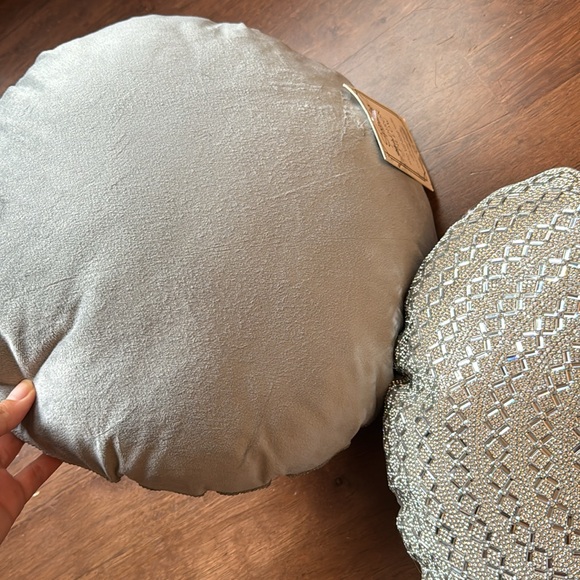 2 Beaded Silver Pillows - Picture 3 of 4